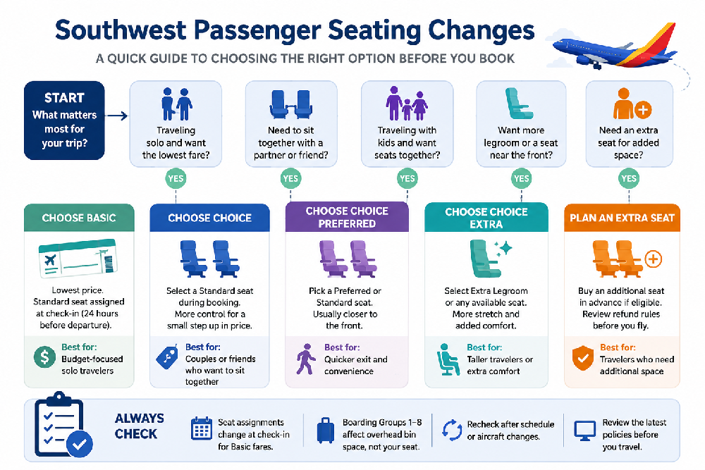 southwest passenger seating changes decision flow infographic