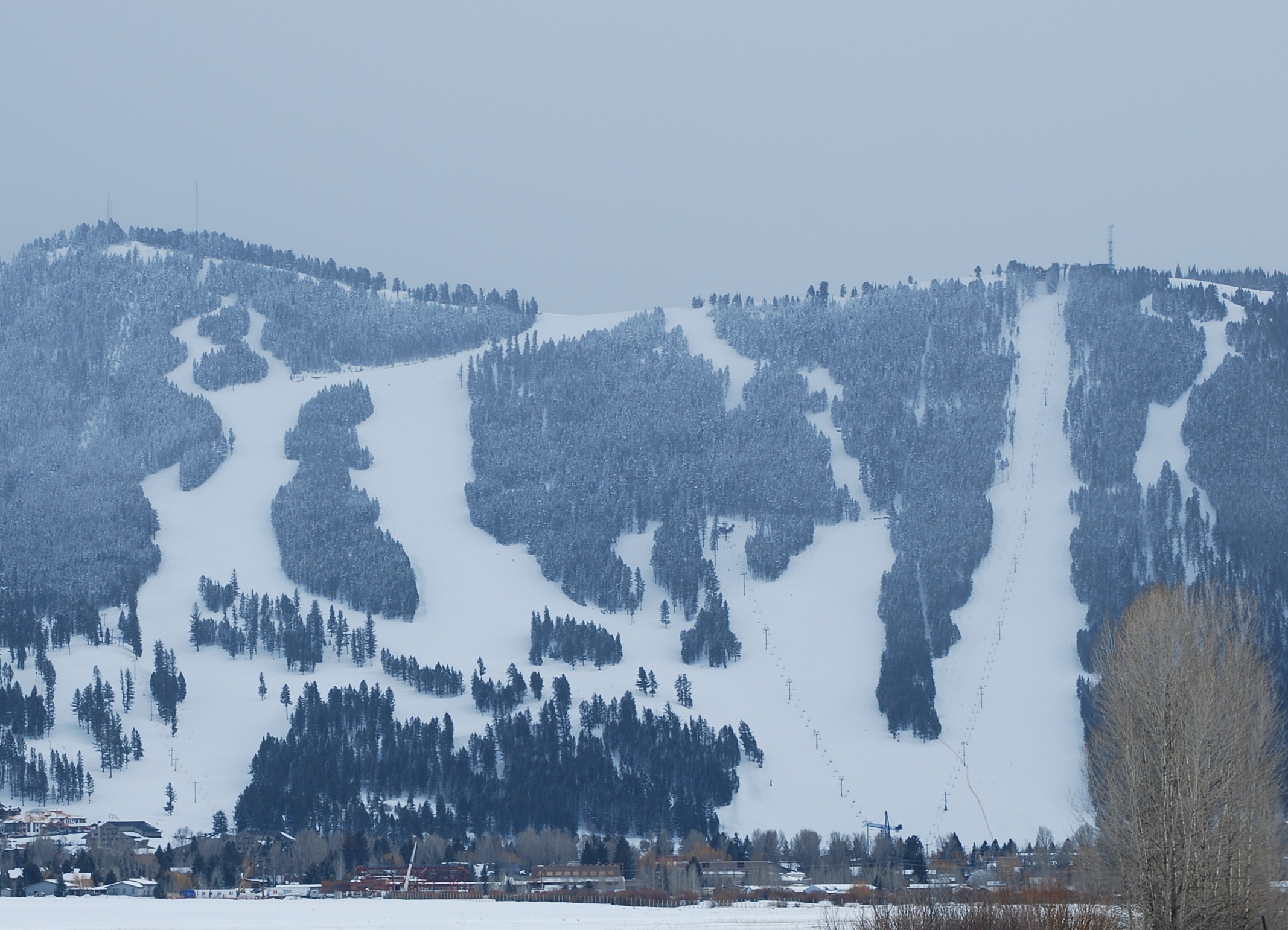 Snow-covered Snow King Mountain above the town of Jackson, Wyoming