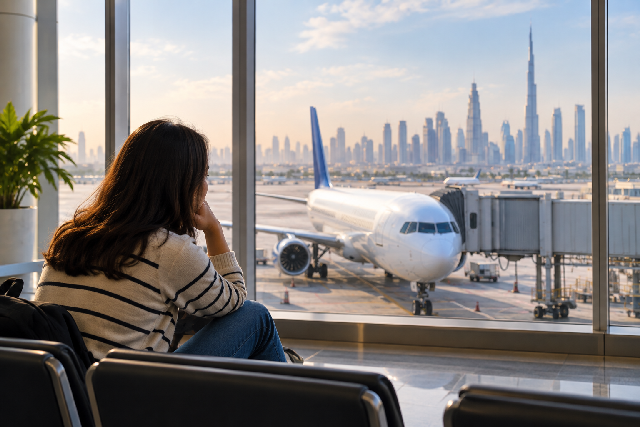 united airlines dubai flight suspension supporting editorial illustration