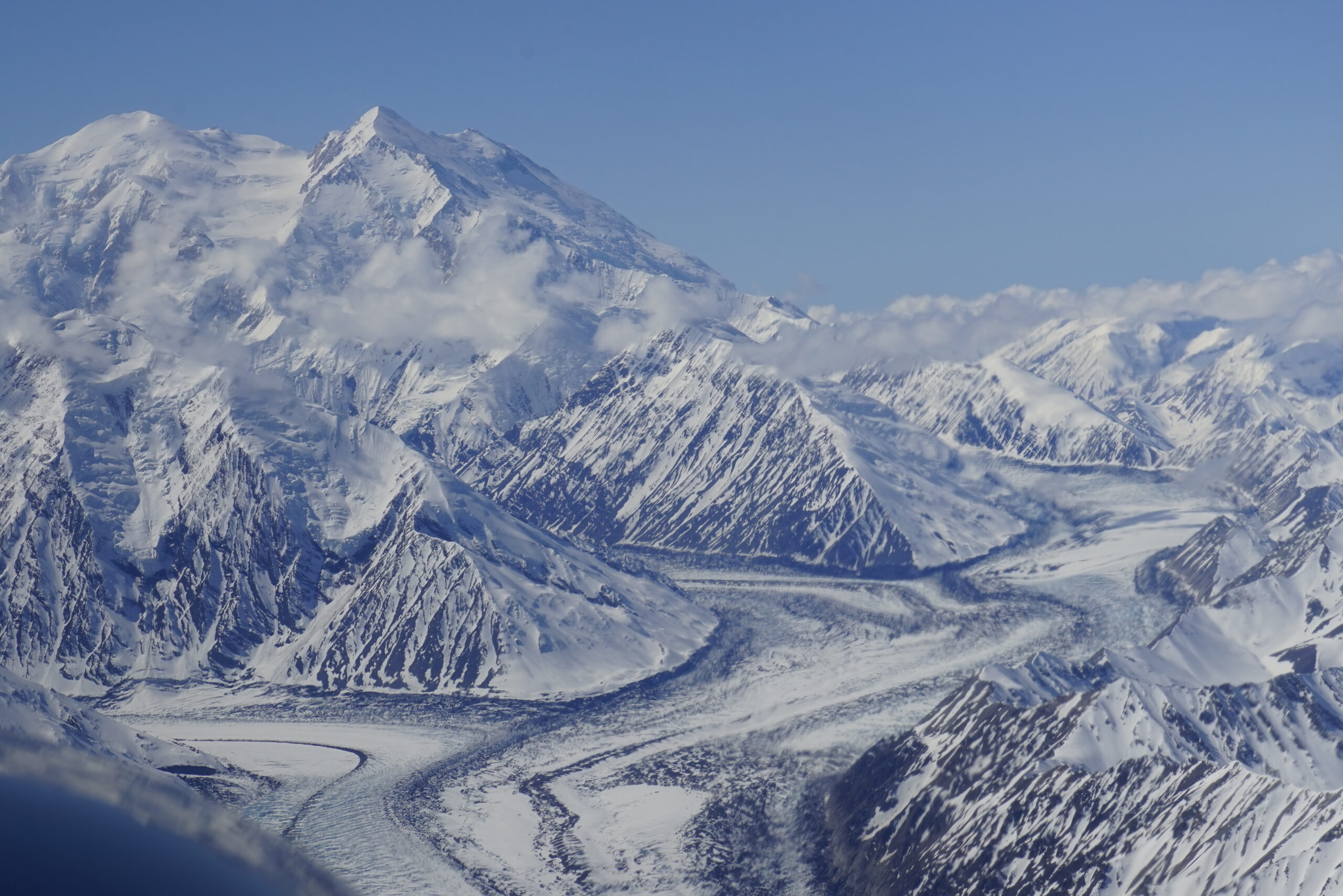 Muldrow Glacier winding through the Alaska Range beneath Mount McKinley in Denali National Park